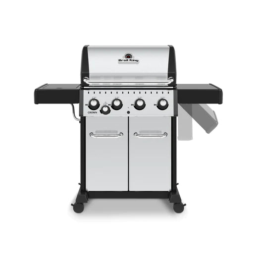 Broil King CROWN S440 BBQ with Side Burner & Heavy-Duty Cast Iron Cooking Grids