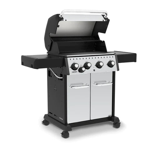 Broil King CROWN S440 BBQ with Side Burner & Heavy-Duty Cast Iron Cooking Grids