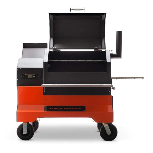 Yoder Smokers YS640S Comp (Black) + Stainless Steel Shelves + 2nd Level Slide-Out Cooking Shelf