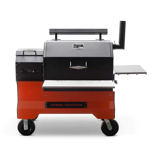 Yoder Smokers YS640S Comp (Black) + Stainless Steel Shelves + 2nd Level Slide-Out Cooking Shelf