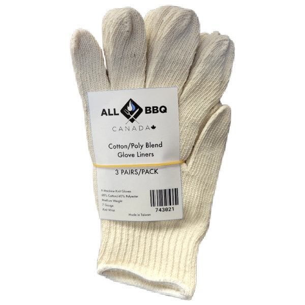 Cotton/Poly Blend Glove Liners, 3 Pair