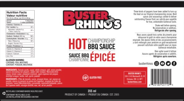 Buster Rhino's Hot BBQ Sauce